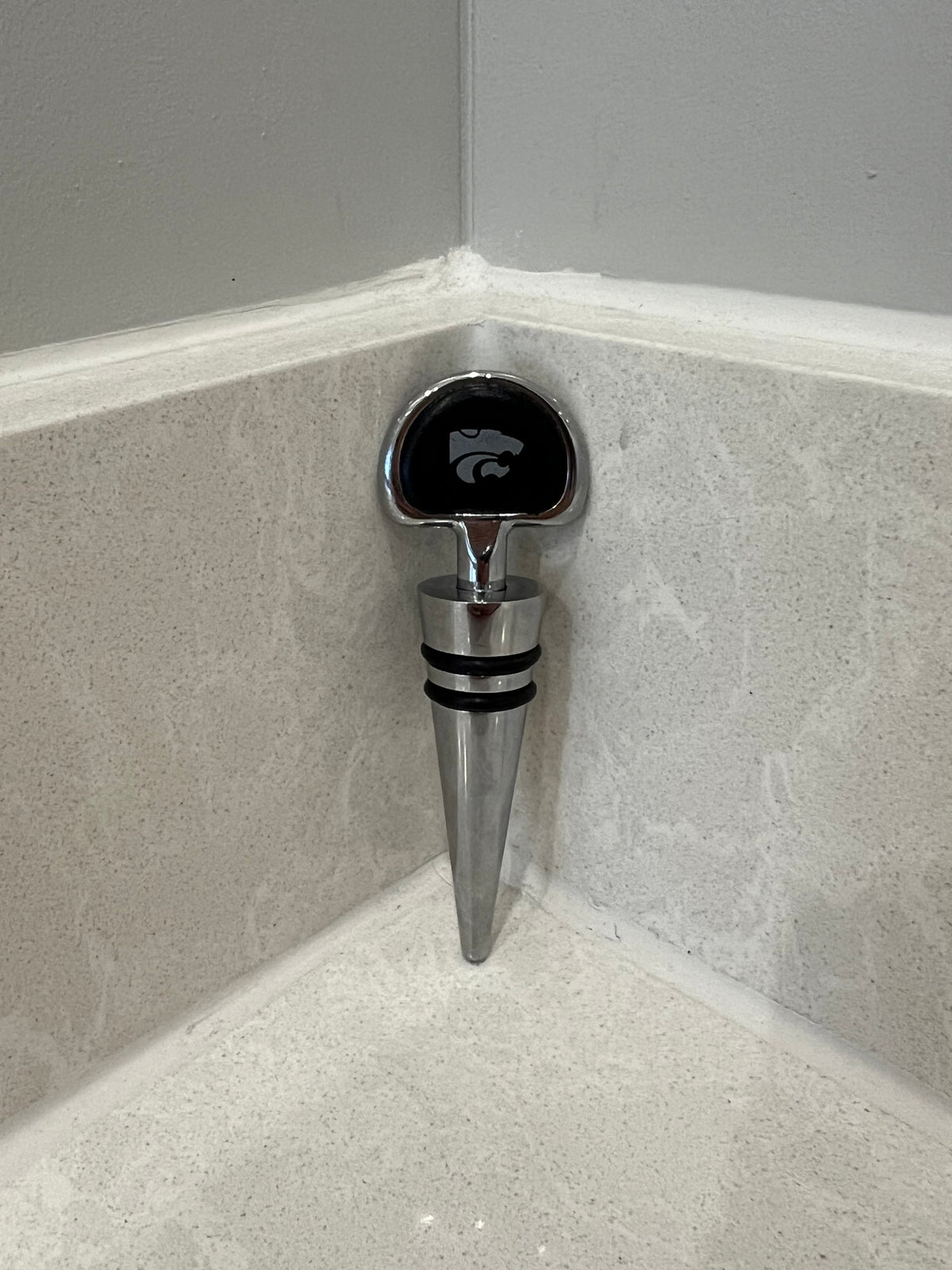 Black Leather Powercat Wine Stopper