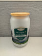 Custom Frosted Glass with Bamboo Lid and Clear Straw