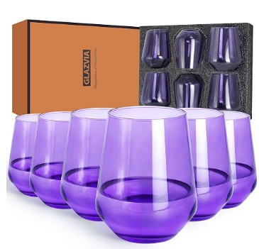 Purple Stemless Wine Glass
