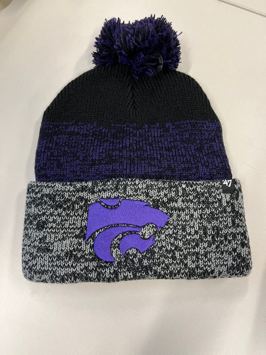 K-State Wildcats Black Static Cuff Stocking Hat