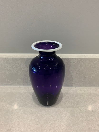 Albo Glass Purple and White Amphora Vase